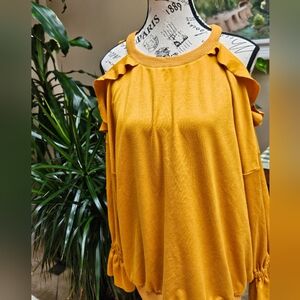 New With Tags fun cold shoulder & ruffle.top.